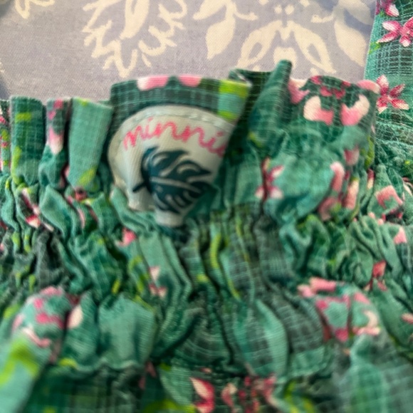 Vintage Disney Minnie Green Floral Sleeveless Romper for Girls Size 6M - Picture 6 of 7